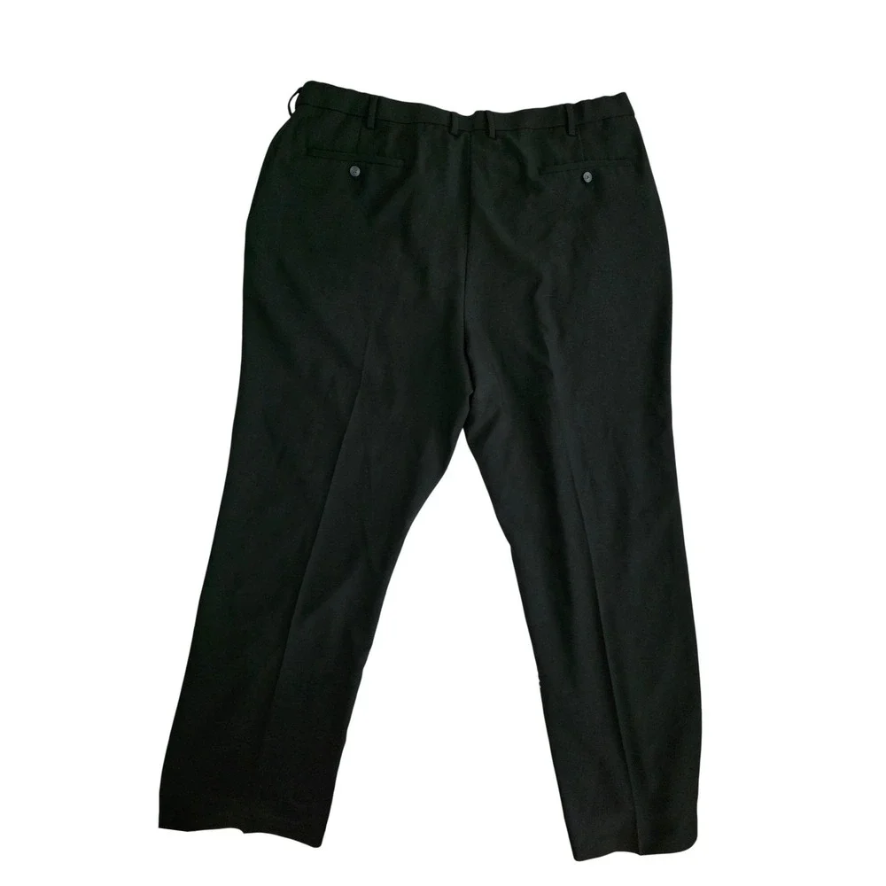 Haggar Mens Eclo Stria Classic Fit Dress Pants Black 44x32 Casual Workwear